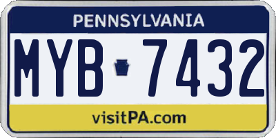 PA license plate MYB7432
