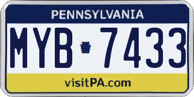 PA license plate MYB7433