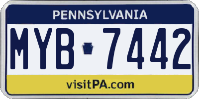 PA license plate MYB7442