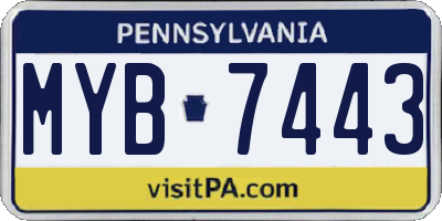PA license plate MYB7443