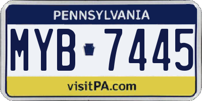 PA license plate MYB7445