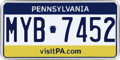 PA license plate MYB7452