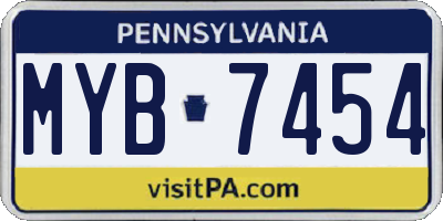 PA license plate MYB7454