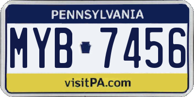 PA license plate MYB7456