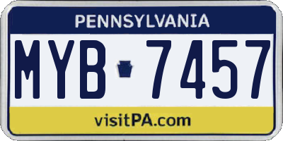 PA license plate MYB7457