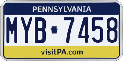 PA license plate MYB7458