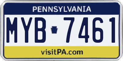 PA license plate MYB7461