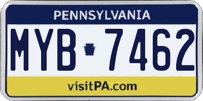 PA license plate MYB7462