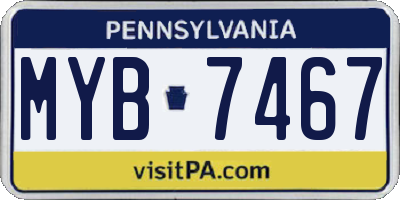 PA license plate MYB7467