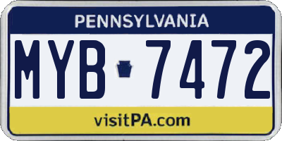 PA license plate MYB7472