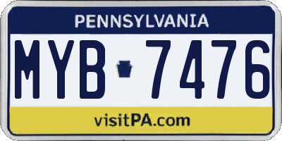PA license plate MYB7476