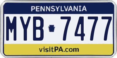 PA license plate MYB7477