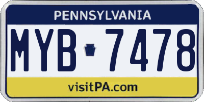 PA license plate MYB7478