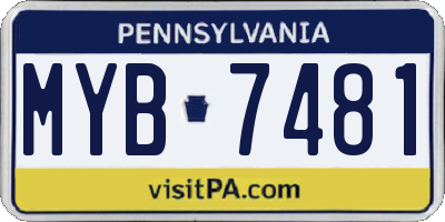PA license plate MYB7481