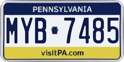 PA license plate MYB7485