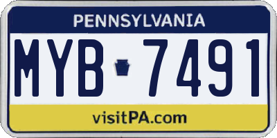 PA license plate MYB7491