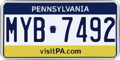 PA license plate MYB7492