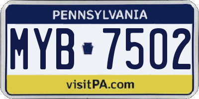 PA license plate MYB7502