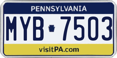 PA license plate MYB7503