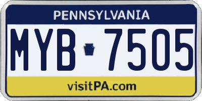 PA license plate MYB7505