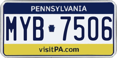 PA license plate MYB7506