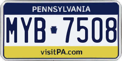 PA license plate MYB7508