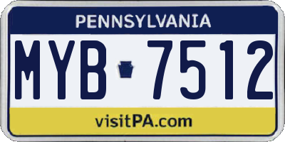 PA license plate MYB7512