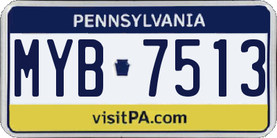 PA license plate MYB7513