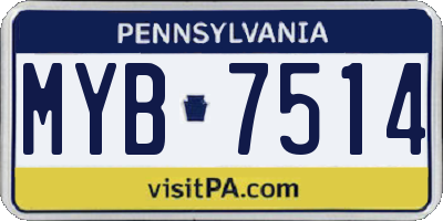 PA license plate MYB7514