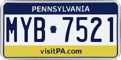 PA license plate MYB7521