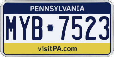 PA license plate MYB7523
