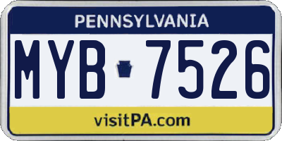 PA license plate MYB7526