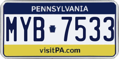 PA license plate MYB7533
