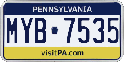 PA license plate MYB7535