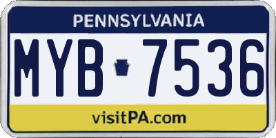 PA license plate MYB7536