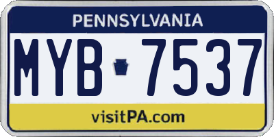 PA license plate MYB7537