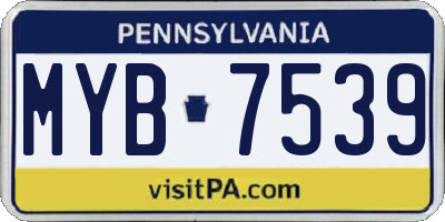 PA license plate MYB7539