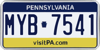 PA license plate MYB7541