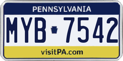 PA license plate MYB7542