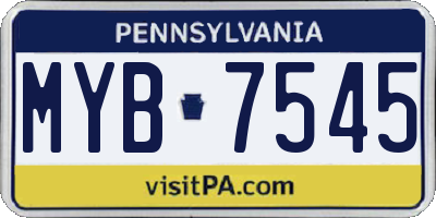 PA license plate MYB7545