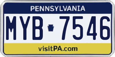 PA license plate MYB7546