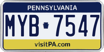 PA license plate MYB7547