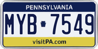 PA license plate MYB7549