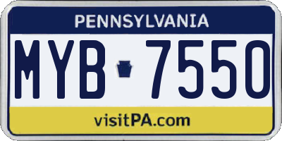 PA license plate MYB7550