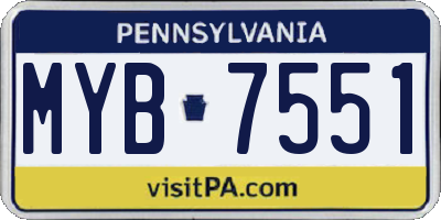 PA license plate MYB7551