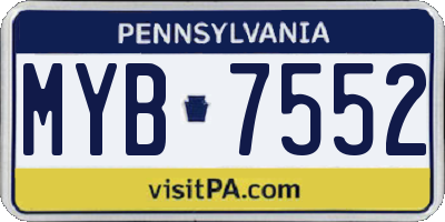 PA license plate MYB7552