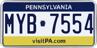 PA license plate MYB7554