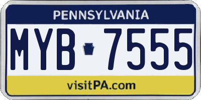 PA license plate MYB7555