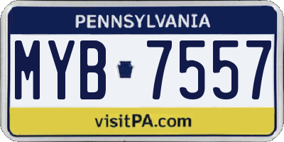 PA license plate MYB7557