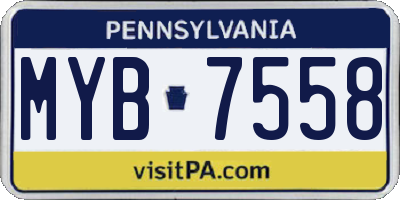 PA license plate MYB7558